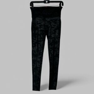 Spanx Faux Leather Black Camo Leggings
